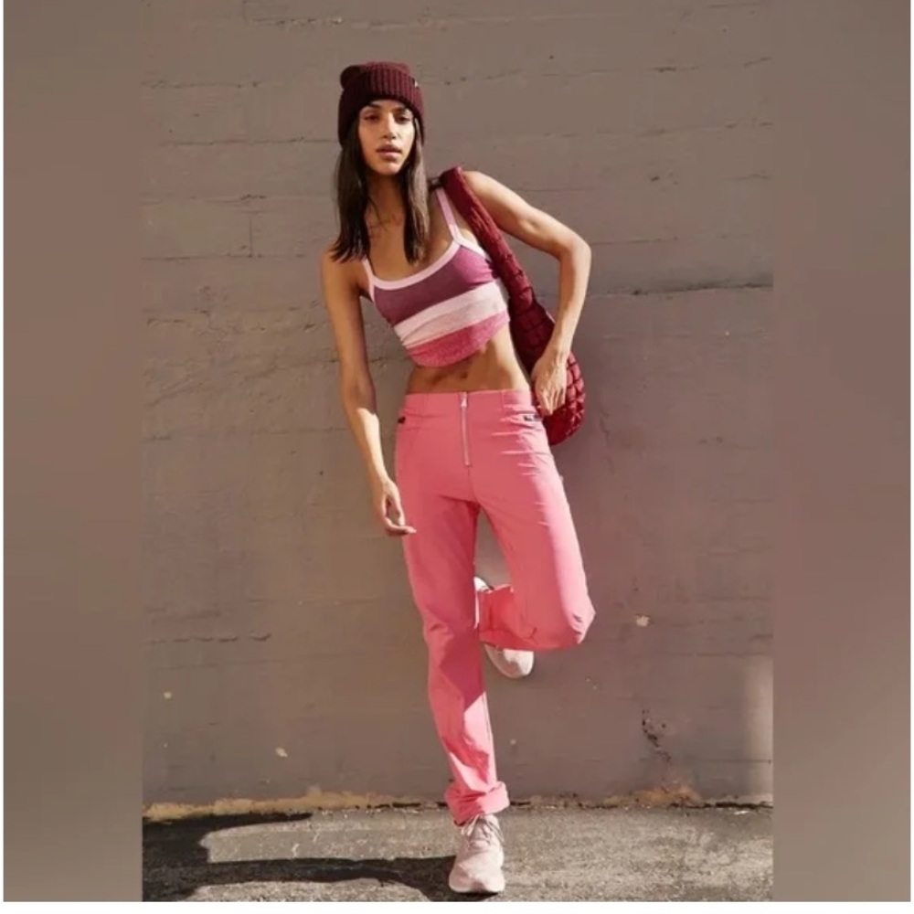 NWT! Free People cascade straight leg track active rose pink S